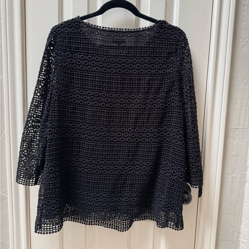 Talbots 1X Crochet Lace Blouse, Black - Picture 2 of 4